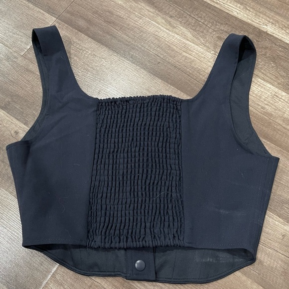 WAYF crop top navy blue Cora Snap front button top corset Dollskill free people - Picture 7 of 15